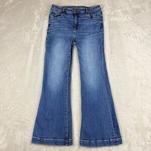 American Eagle Super Hi-Rise Flare Jeans Womens 8 Short Blue Medium Wash Boho